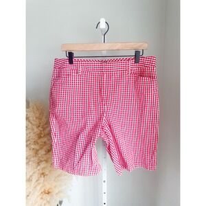 Lands’ End Red Gingham 7” Classic Chino Shorts Mid Rise Size 12